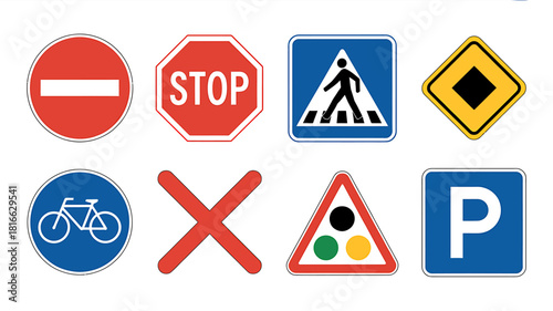 Collection of essential international road traffic signs vector