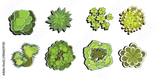 flat top view of tree vectors