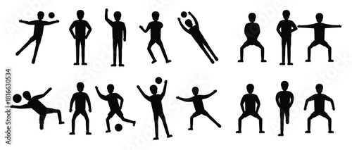 goalkeeper man icons set flat style