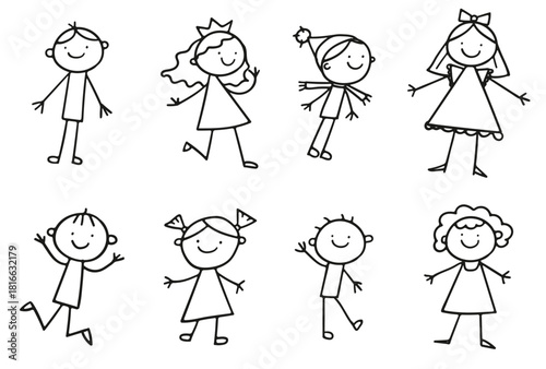 group of funny kids girls and boys friendship concept .