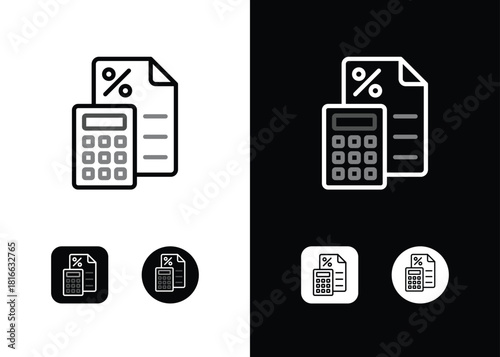 Finance tax calculation budget icon symbol sign in line art outline style vector