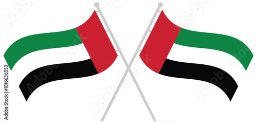 Waving UAE National Flag Fluttering on a Clear Background