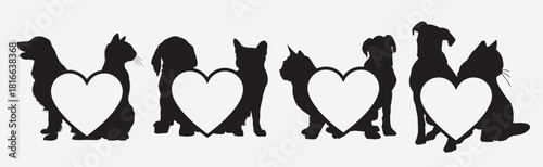 dogs cat love silhouette 