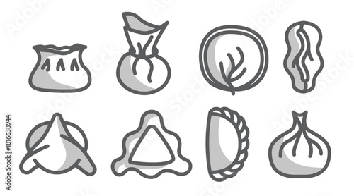 dumpling vector icons