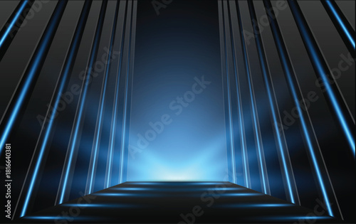 abstract floor whith blue neon light effect background