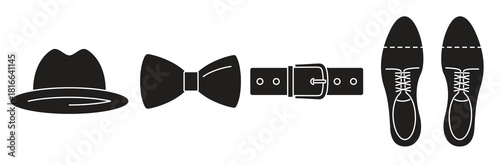 four men s accessories black web icons set 