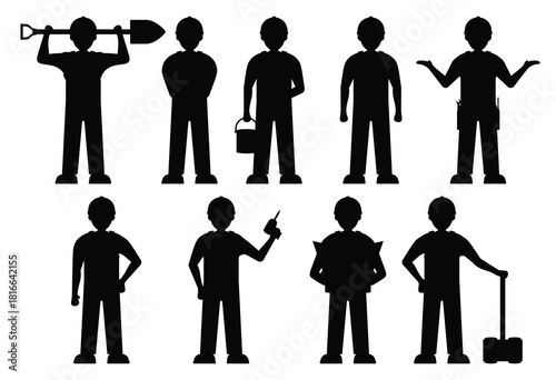 construction worker in black overalls .