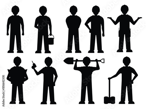  construction worker in black overalls 