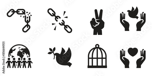 dom icons set black on white background .