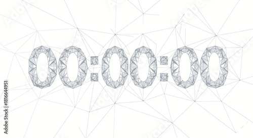 Modern geometric zero time countdown, perfect for new beginnings or project deadlines, countdown timer design, digital clock, time concept, abstract polygon