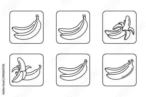 Banana icon line art vector illustration