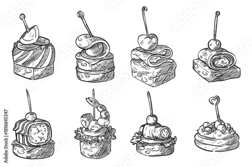 hand drawn canapes vectors 