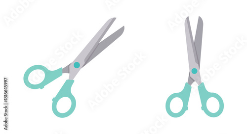 Crafting with Precision Aquamarine Scissors, Ideal for Art Projects, Scrapbooking, Back-to-School Supplies, and Creative DIY Designs, Originally a Vector Graphic