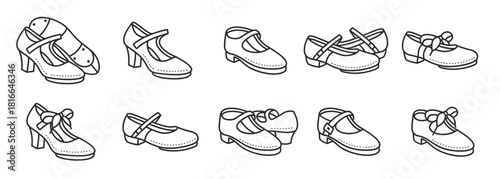  female tap shoes icons vector .