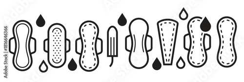  feminine hygiene products sanitary pad tampon icons