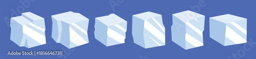 flat ice cube clipart vector 