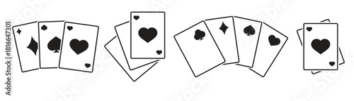 game cards icons black on a white background