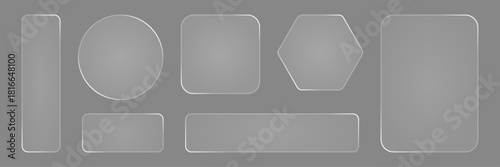 Set of modern Liquid glass glassmorphism UI design elements smartphone interface icons, and buttons, screen mobile for web, app, banners, and social media projects vector illustration