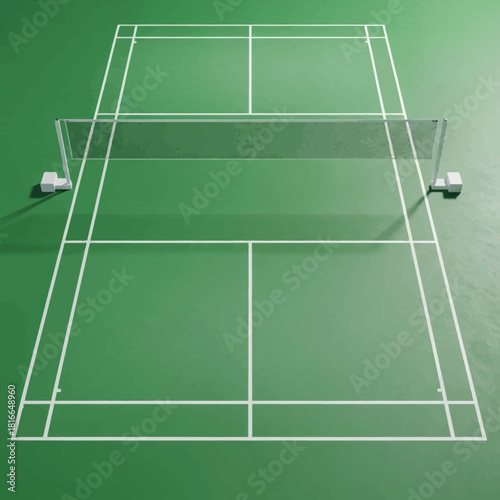 Overhead Green Tennis/Badminton Court Vector Set