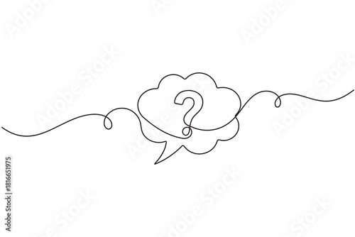 Continuous line art question mark speech bubble modern concept