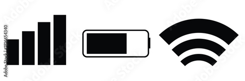 Minimalist battery Wi-Fi signal icons vector illustration