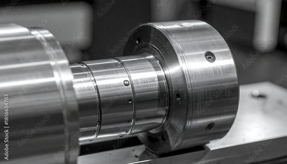 Fototapeta premium Precision Machined Metal Part on Lathe.