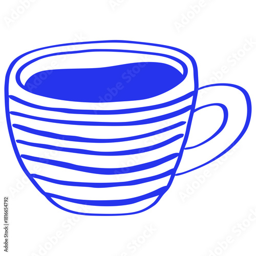 Striped Coffee Cup Hand-drawn Doodle