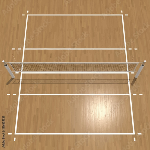 Realistic Indoor Volleyball Court Vector