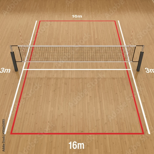 Realistic Indoor Volleyball Court Vector