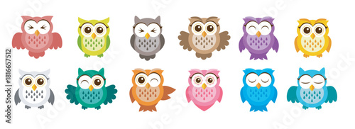 Set of Buho vector illustration