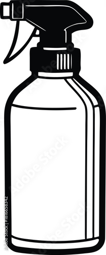 Spray bottle vector outline illustration on isolated background for cleaning, gardening, hair care, and household use. simple line art graphic of a sprayer container