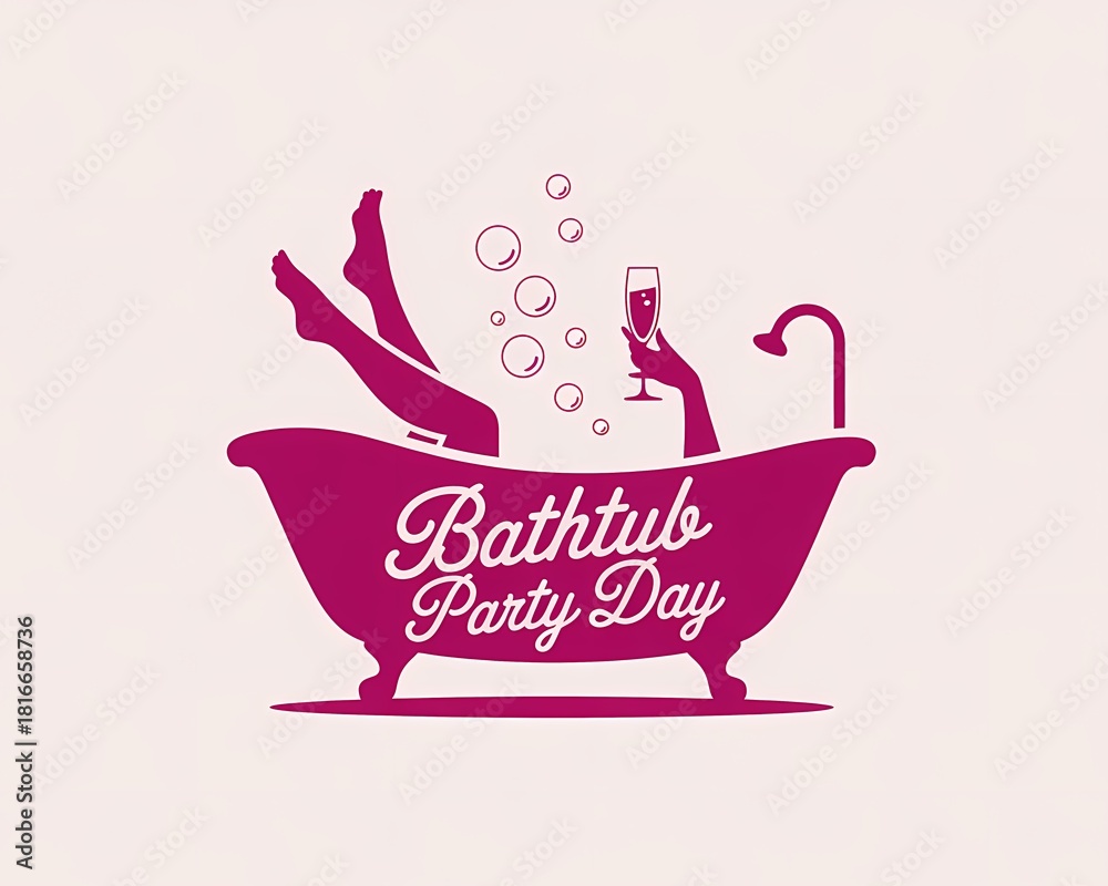 Fototapeta premium Silhouette of a person enjoying a bathtub party with champagne and bubbles