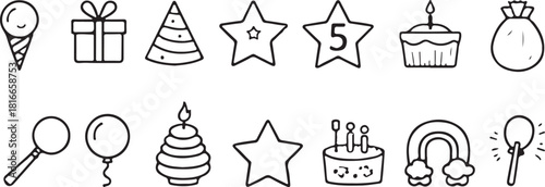 birthday celebration icons and symbols
