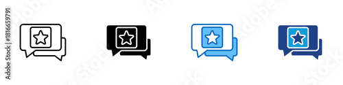 Strong Communication Skills Multiple Style Icon Design Vector - two overlapping speech bubbles with a star inside one bubble, suggesting quality messaging, clarity, and impactful communication