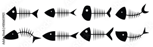  fishbone solid icon vector 