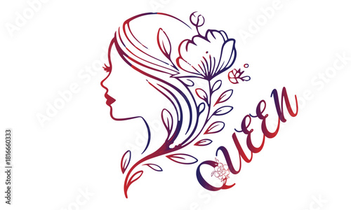 illustration of women long hair style icon, logo women on white background, vector