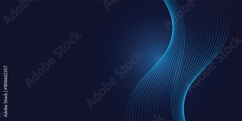 Abstract blue wavy lines, curves, elegant design, flowing shape, background, for technology projects, marketing materials, and website designs to create a modern and professional look