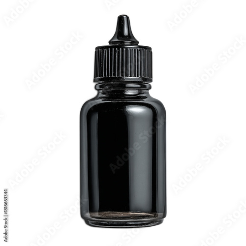 Black Ink Refill Bottle Isolated on White Background for Crafting and Stationery Supplies