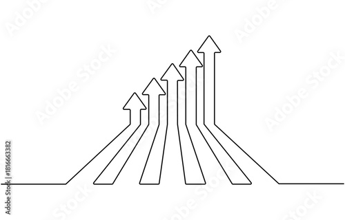 A one line drawing of arrow symbol continuous single line art arrow design.