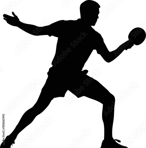 Silhouette image of a table tennis athlete