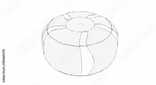Stylized Round Pouf Illustration with Segmented Design and Soft Shading.
