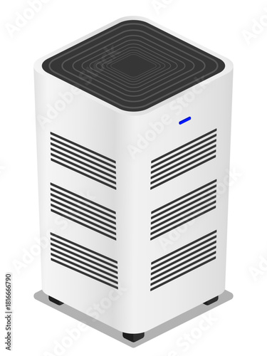 Isometric of white air purifier
