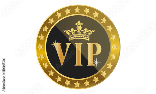 gold vip badge with crown