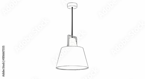 Modern Pendant Light Fixture Line Drawing.