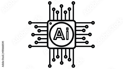 Streamlined AI chip illustration showcasing future tech and innovation for cutting-edge solutions in a modern, minimalist design, perfect for marketing and branding.