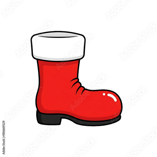 A bright red Santa boot icon with a white cuff and glossy finish.