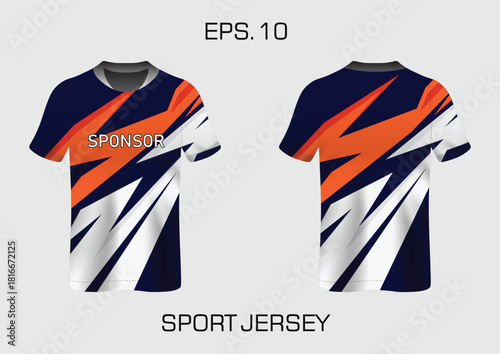 Dynamic Sport Jersey Design with Bold Colors and Energetic Patterns for Athletic Use