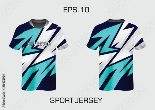 Dynamic Sport Jersey Design with Bold Colors and Graphic Elements for Athletic Wear