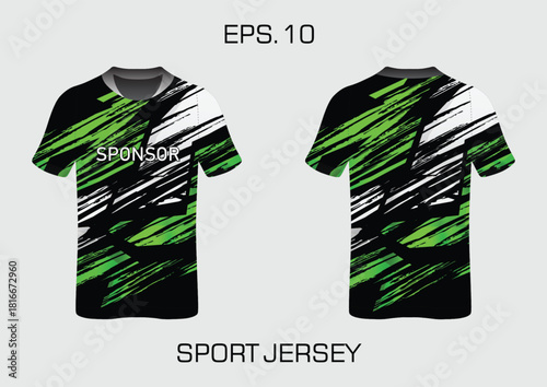 Dynamic Sport Jersey Design Featuring Bold Green and Black Colors for Team Branding
