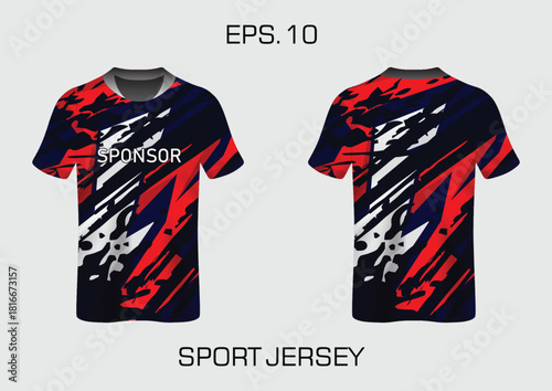 Bold Sport Jersey Design Featuring Dynamic Patterns and Striking Colors for Athletic Wear
